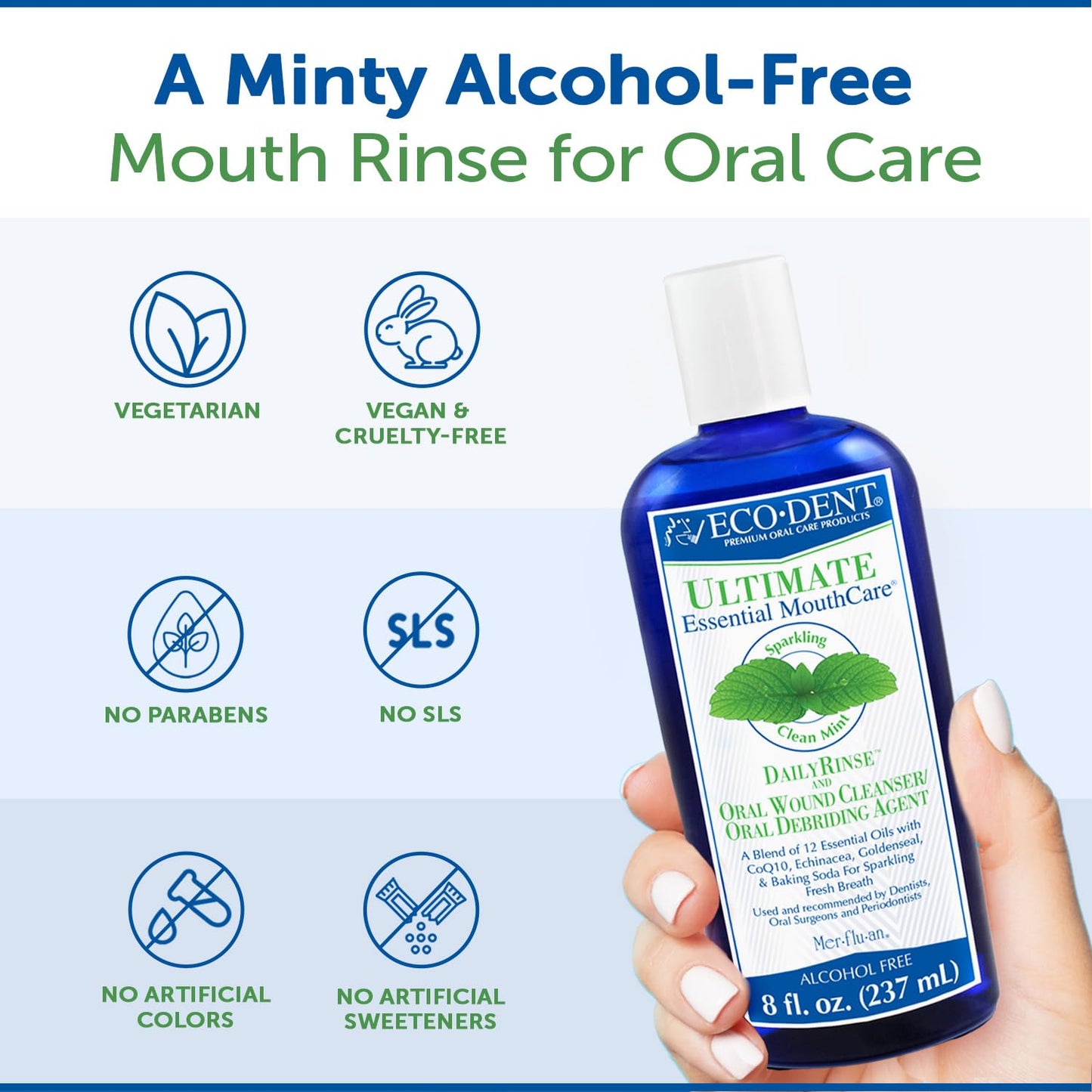 Eco-Dent Mint Alcohol-Free Mouthwash – Baking Soda Rinse + DailyRinse Pack
