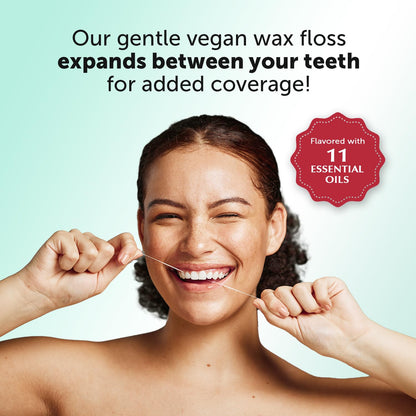 Eco-Dent VeganFloss Dental Floss - Cinnamon Waxed, Plant-Based Wax, 100 Yds (Pack of 6)