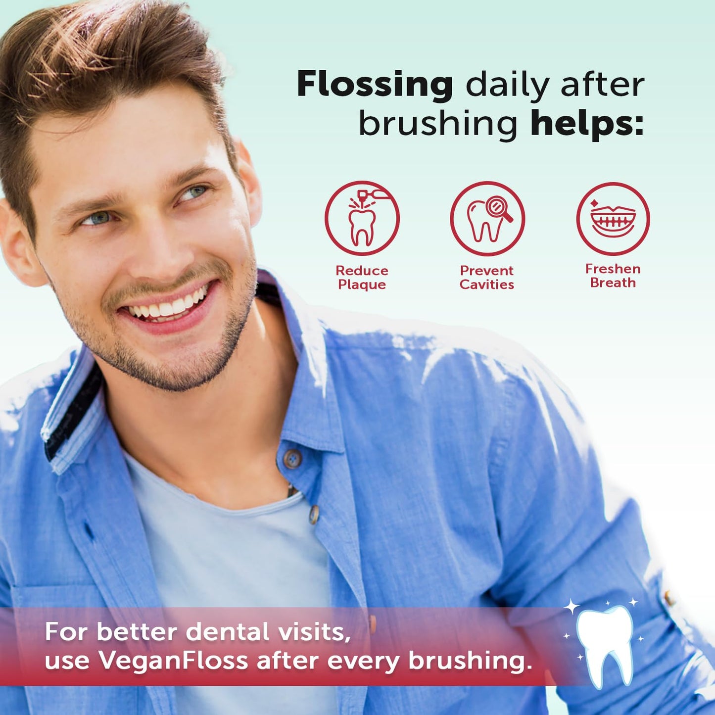 Eco-Dent VeganFloss Dental Floss - Cinnamon Waxed, Plant-Based Wax, 100 Yds (Pack of 6)
