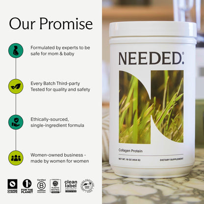 Needed Hydrolyzed Collagen Protein Powder – Grass-Fed, Hormone-Free, 1lb