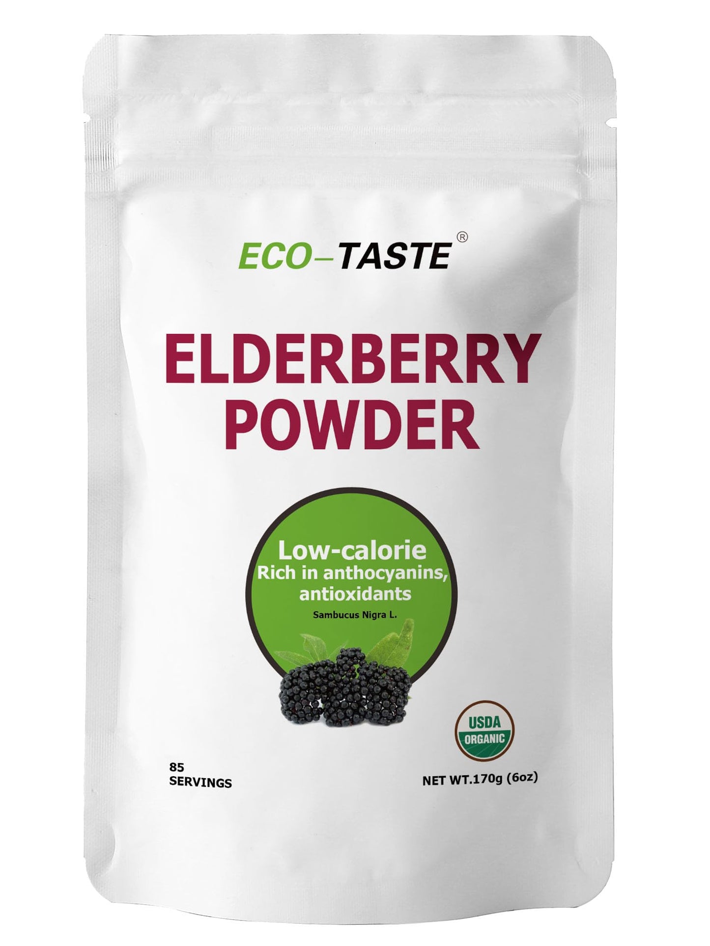 ECO-TASTE Elderberry Juice Powder – Immune Support, Non-GMO, Vegan, 170g