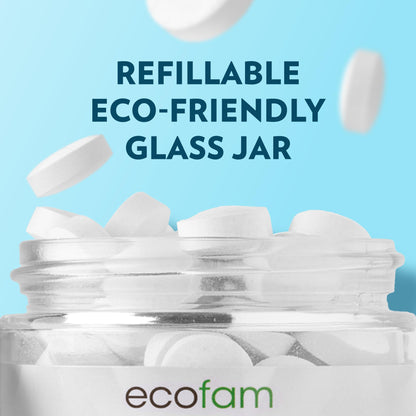 ECOFAM Peppermint Mouthwash Tablets - Fluoride Free, Alcohol Free, Travel Size (90 Tablets)