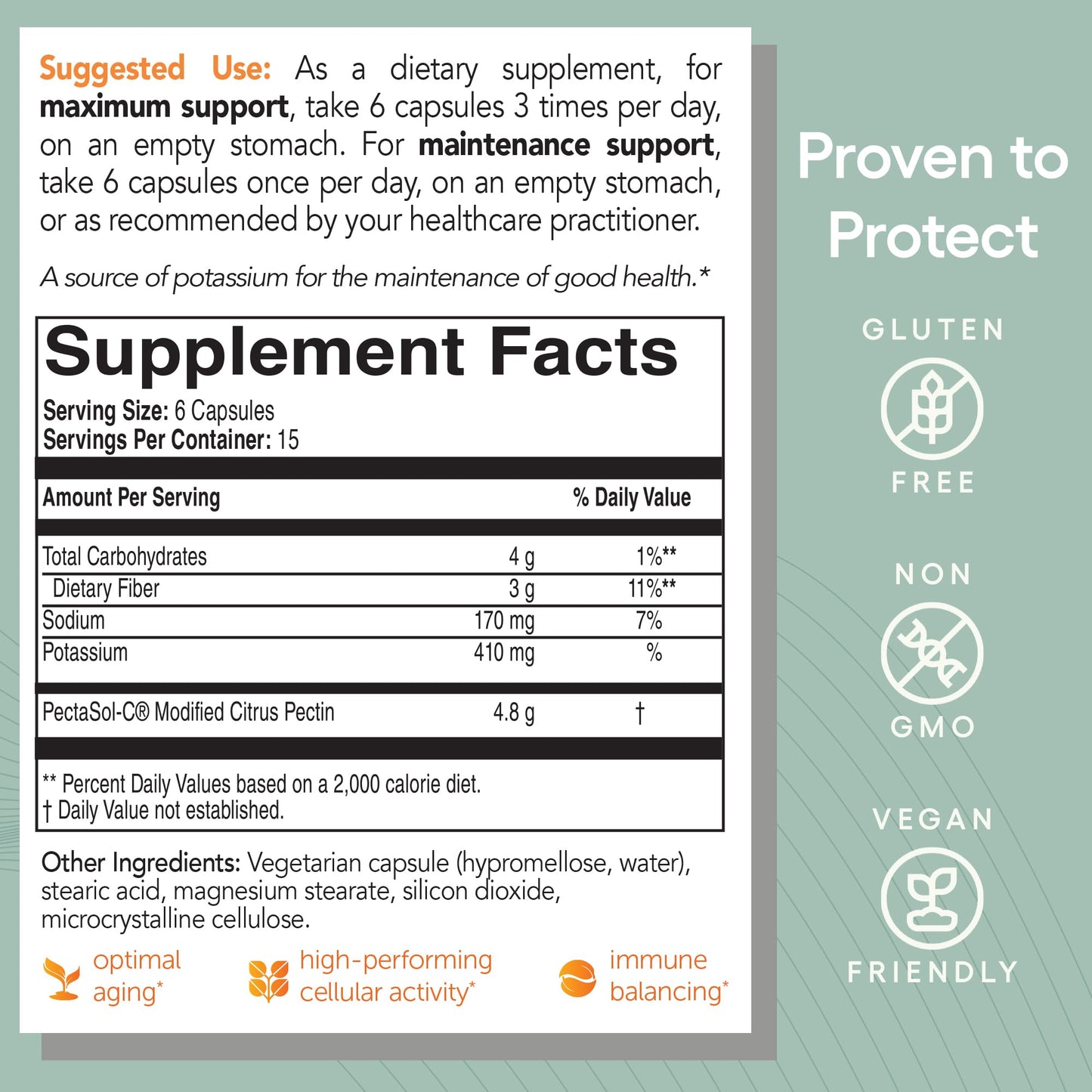EcoNugenics PectaSol Modified Citrus Pectin – 90 Capsules for Immune & Total-Body Health