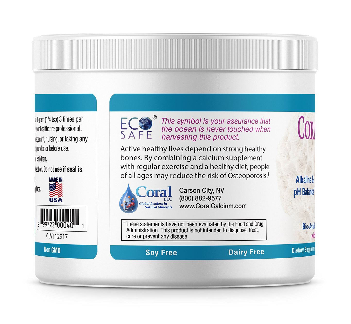 EcoPure Coral Calcium Powder with Trace Minerals – 16 oz