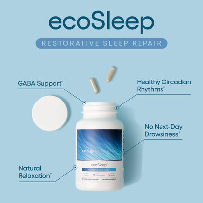 EcoSleep by EcoNugenics: GABA Sleep Aid with L-Theanine – 60 Capsules