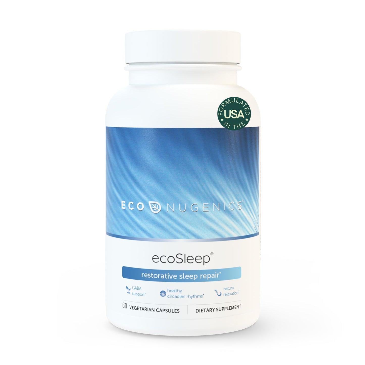 EcoSleep by EcoNugenics: GABA Sleep Aid with L-Theanine – 60 Capsules
