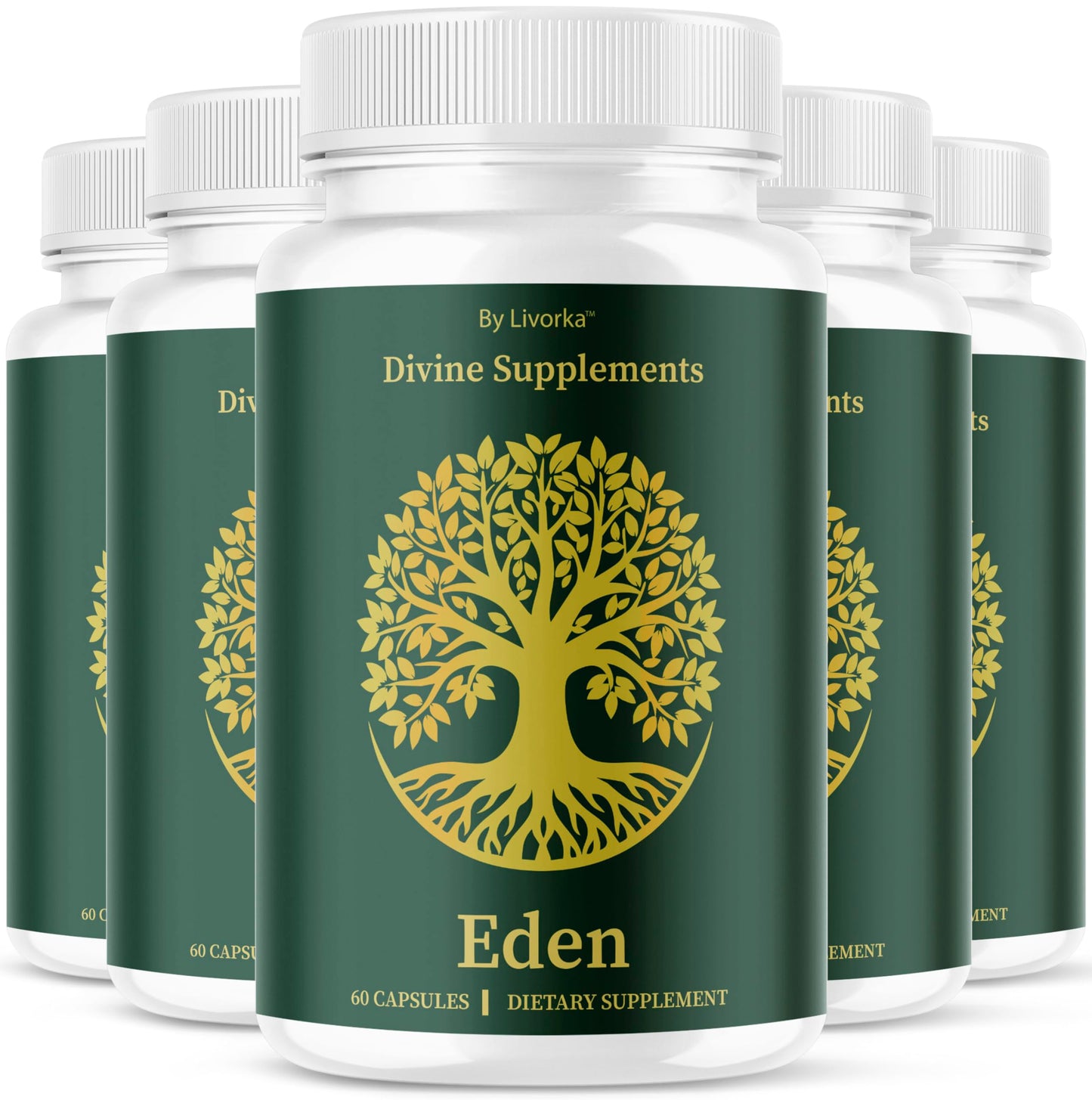 (5 Pack) Eden Capsules | All Natural Daily Wellness Support - 300 Capsules