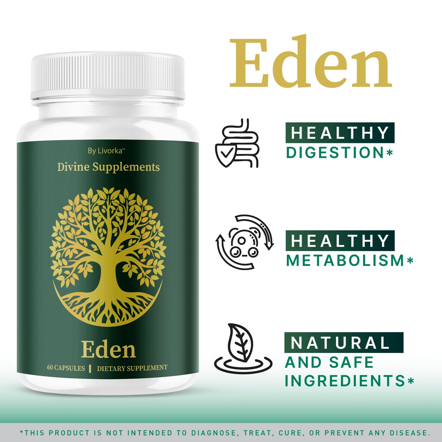 (5 Pack) Eden Capsules | All Natural Daily Wellness Support - 300 Capsules