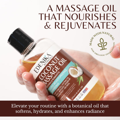 Edenika Botanicals Tropical Coconut Massage Oil – For Massage Therapy & Relaxation (2-Pack)