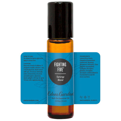 Edens Garden Fighting Five Essential Oil Roll-On – 10 ml, Pure & Kid Safe