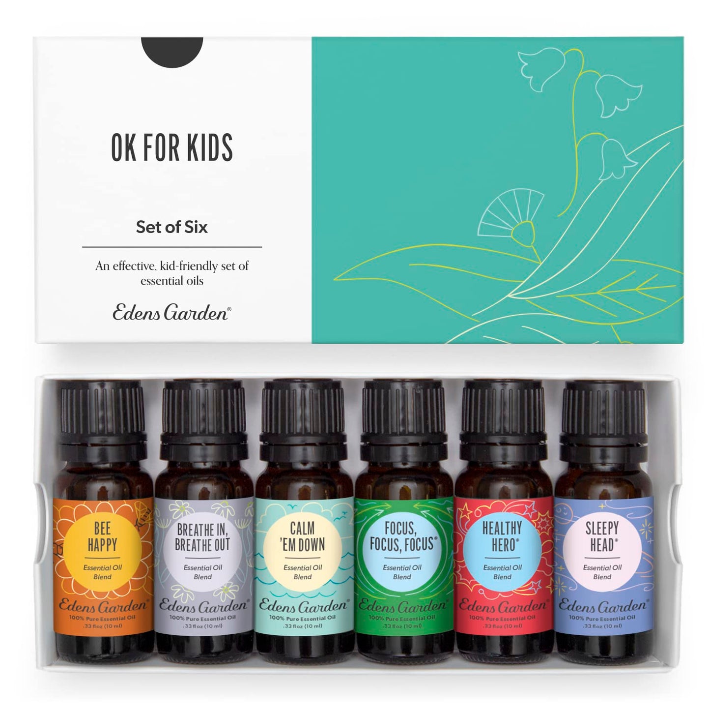 Edens Garden OK for Kids 6-Set Essential Oils — 100% Pure Therapeutic Grade, 10 ml