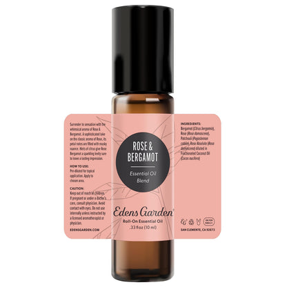 Edens Garden Rose Bergamot Essential Oil Roll-On Blend – 100% Pure, Premium Grade, 10 ml, Skin Safe