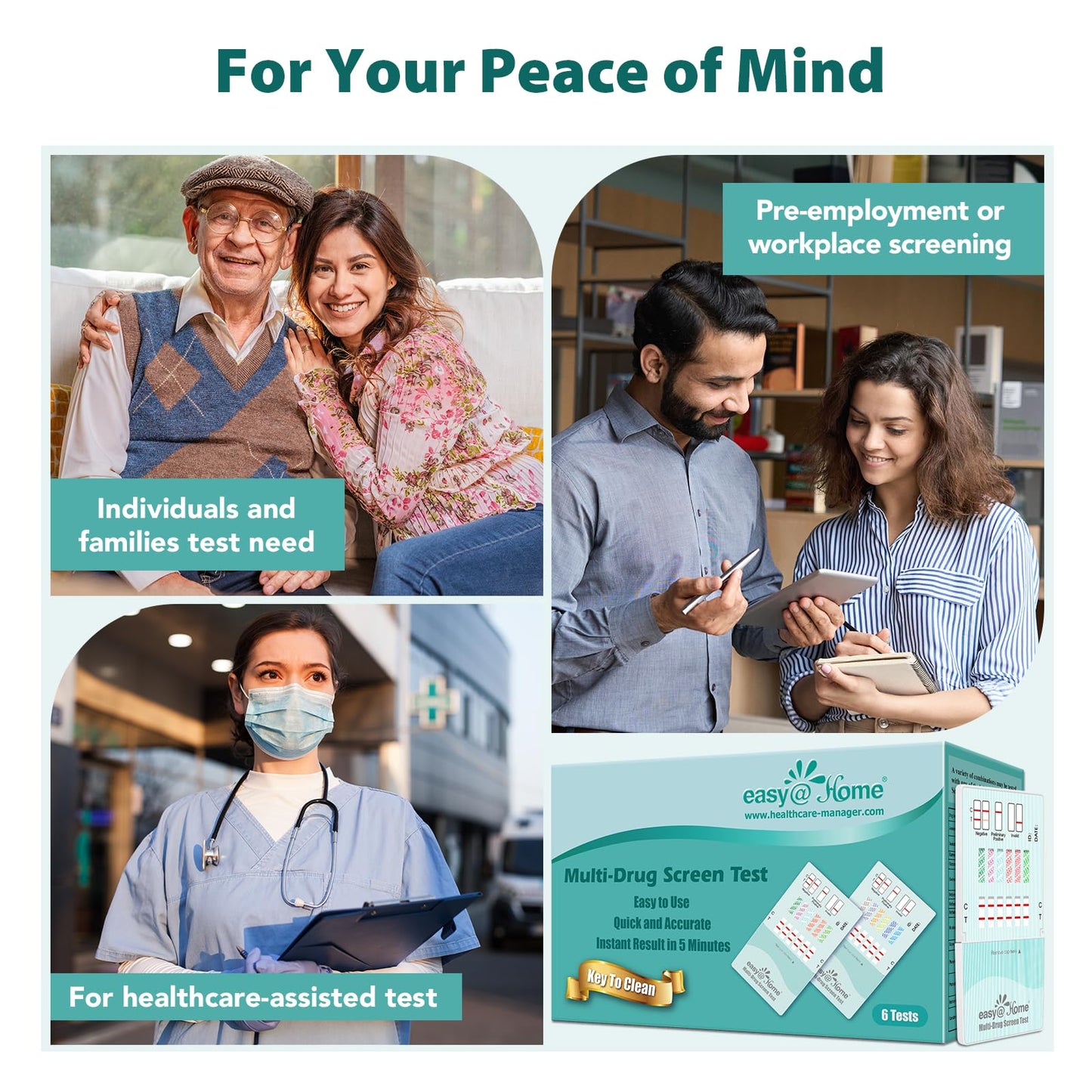 Easy@Home 6-Pack Urine Drug Test Kit – Multi-Drug Screen (AMP, BZO, COC, THC, MET, MOR, BAR, MDMA, PCP, MTD) – Instant Results #EDOAP-3104