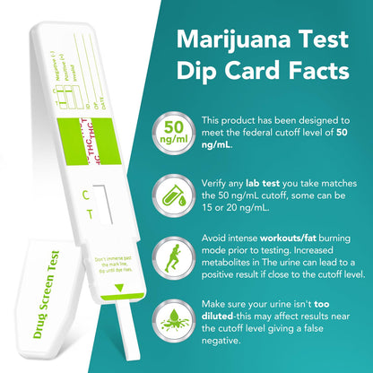 Easy@Home Marijuana Test Dip Card – THC Urine Strip Kit (50 ng/mL) Pack of 12