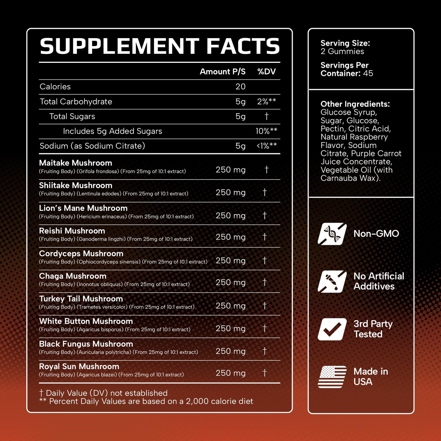 Effective Nutra Mushroom Gummies 2500mg - 10-in-1 Lion’s Mane, Reishi, Chaga, Cordyceps & More - Focus, Clarity, Memory - Raspberry Flavor, Vegan, Made in USA (2-Pack)