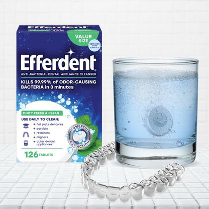 Efferdent Plus Mint Denture Cleanser Tablets – 90 Ct (Pack of 7)