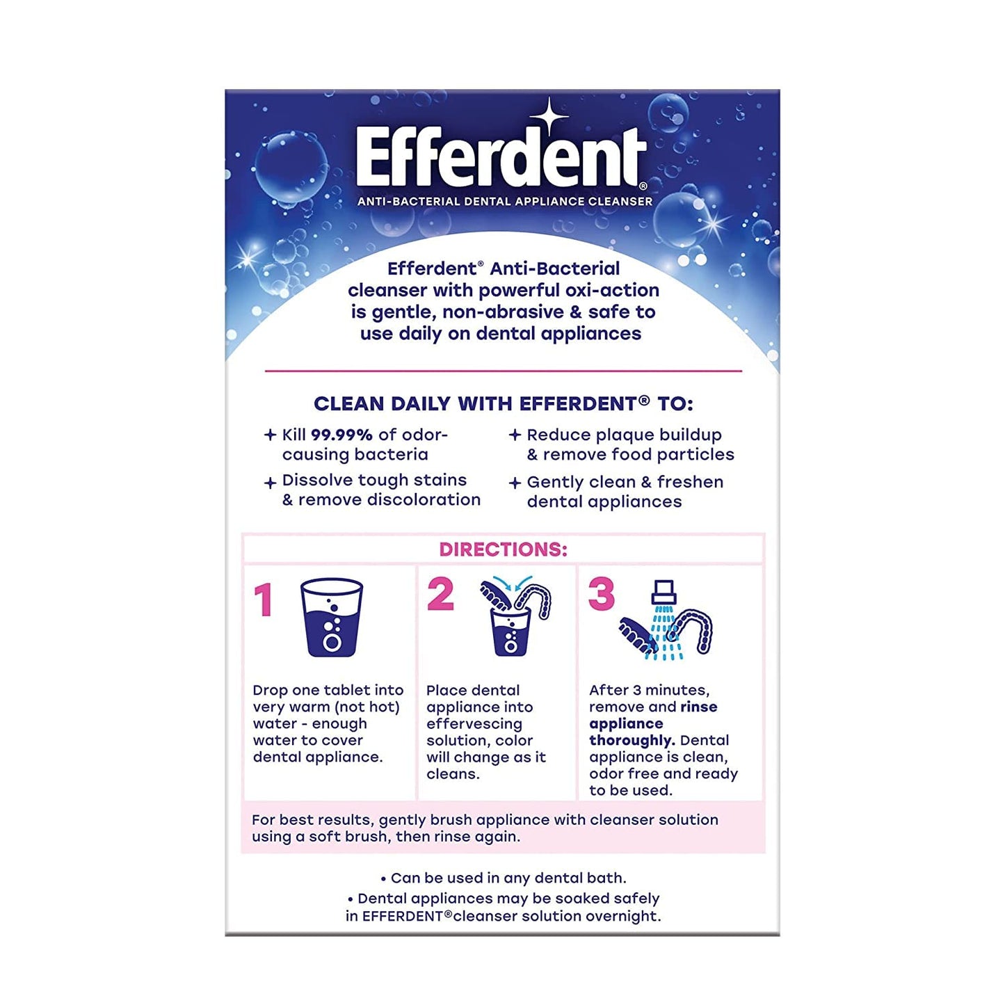 Efferdent Denture Cleaner, 102 ct | Denture Cleanser