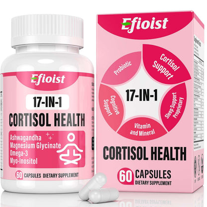 Efioist Cortisol Support for Women — 17-in-1 Hormone Harmony, Mood & Sleep | 60 Capsules