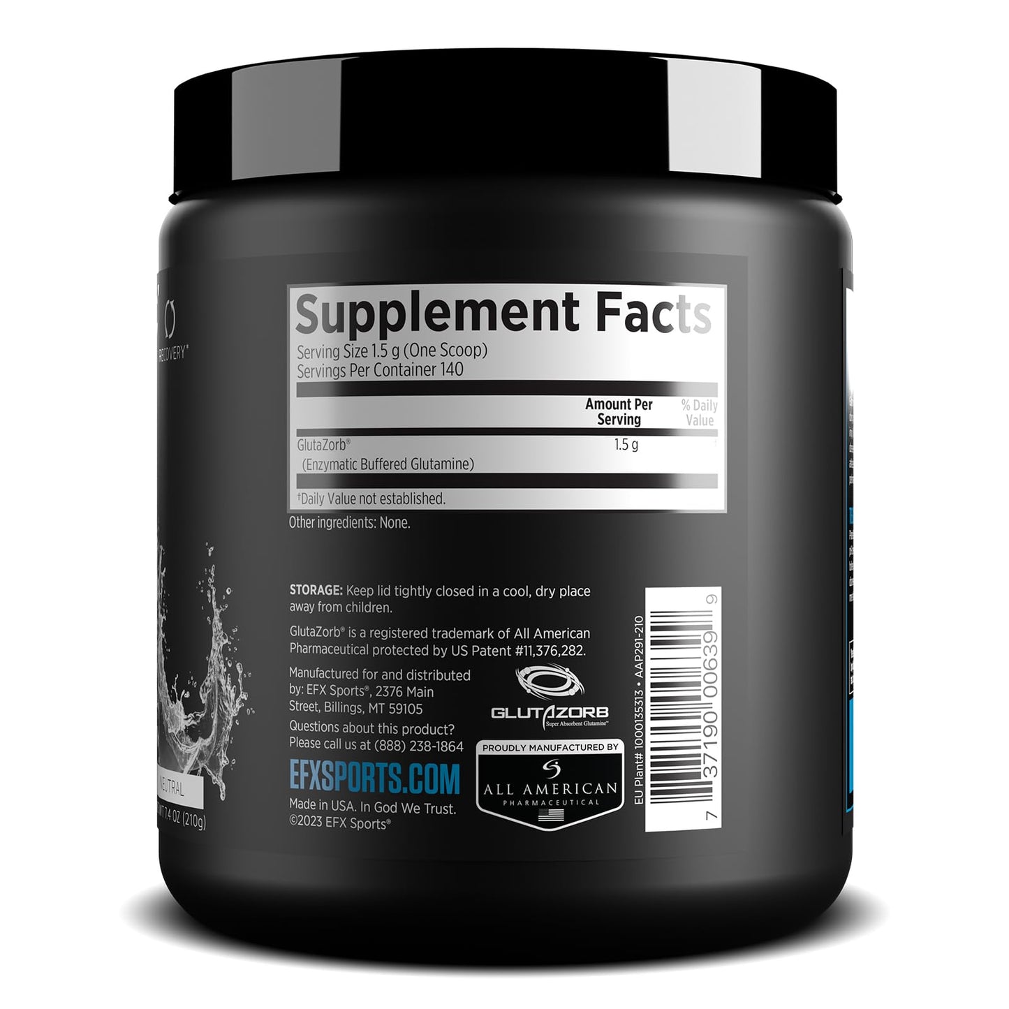 EFX Training Ground Glutazorb Powder – Glutamine Supplement, pH-Correct, Digestion & Immune Support, 140 Servings (Unflavored)