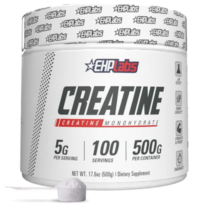 EHP Labs CREA-8 Micronized Creatine Monohydrate Powder – Unflavored, 500g, 100 Servings