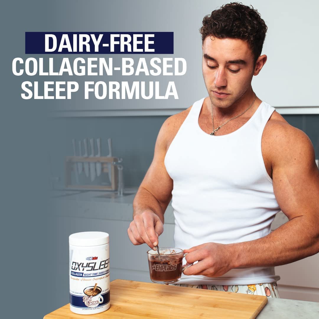 EHP Labs OxySleep Collagen Peptides Powder – Night Time Shred & Deep Sleep (Hot Cocoa) | Pasture-Raised Collagen Type I & III | 30 Servings