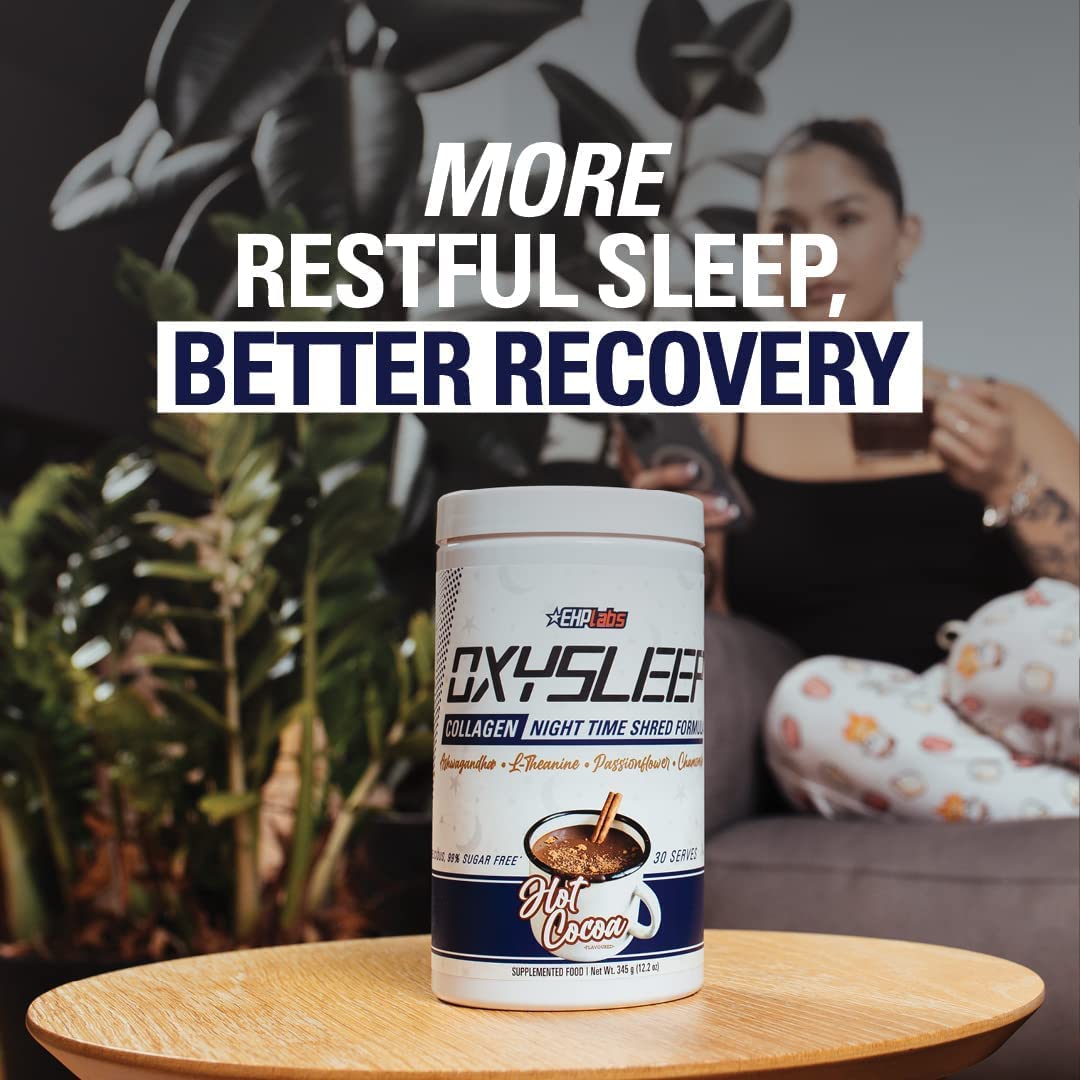 EHP Labs OxySleep Collagen Peptides Powder – Night Time Shred & Deep Sleep (Hot Cocoa) | Pasture-Raised Collagen Type I & III | 30 Servings