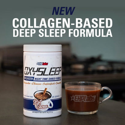 EHP Labs OxySleep Collagen Peptides Powder – Night Time Shred & Deep Sleep (Hot Cocoa) | Pasture-Raised Collagen Type I & III | 30 Servings