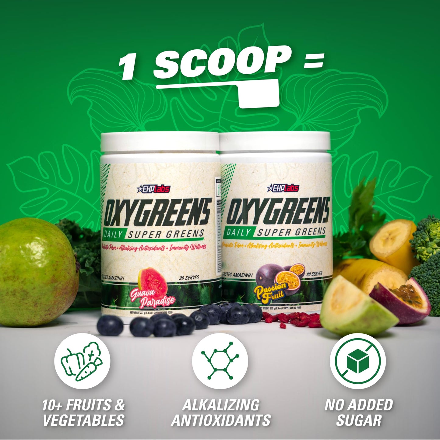 EHP Labs OxyGreens Forest Berries – Daily Greens Powder with Spirulina, Chlorella, Prebiotics & Enzymes | 30 Servings