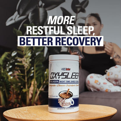 EHP Labs OxySleep Collagen Peptides Powder – Night Time Shred & Deep Sleep (Hot Cocoa) | Pasture-Raised Collagen Type I & III | 30 Servings