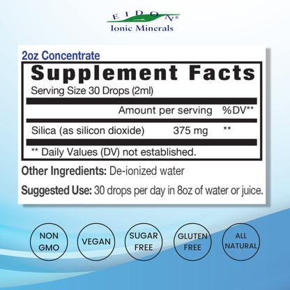 Eidon Liquid Silica Mineral Concentrate – Silica Drops for Hair, Skin & Nails (Collagen Support) 2 oz