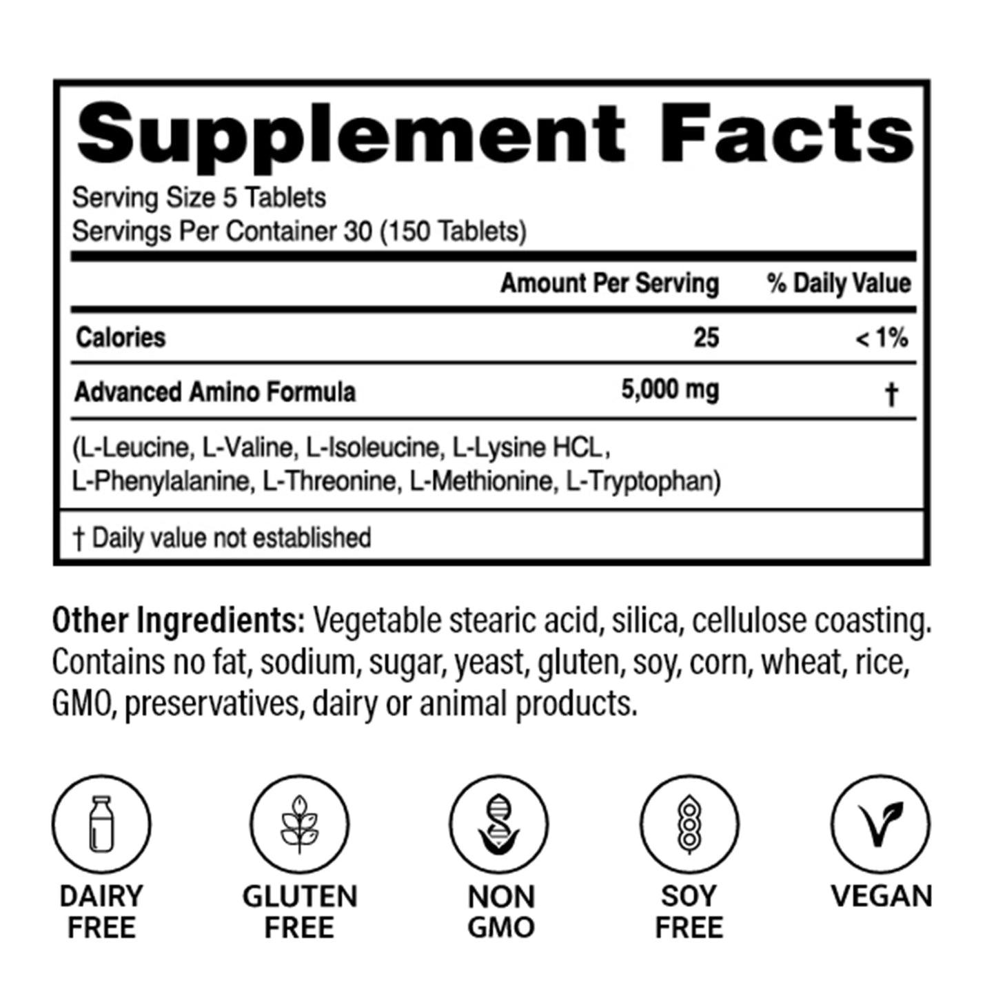 Advanced Bionutritionals Advanced Amino Formula Tablets – 8 Essential Amino Acids, Vegan & Non-GMO