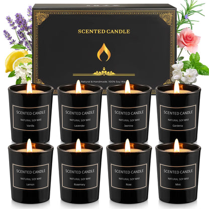8 Pack Soy Wax Candles Gift Set – Aromatherapy Jar Candles (3.5oz)