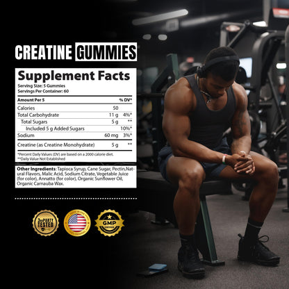 Ekkovision Creatine Monohydrate Gummies – Orange Citrus, Sugar Free, 60 Servings | Vegan & Travel Friendly