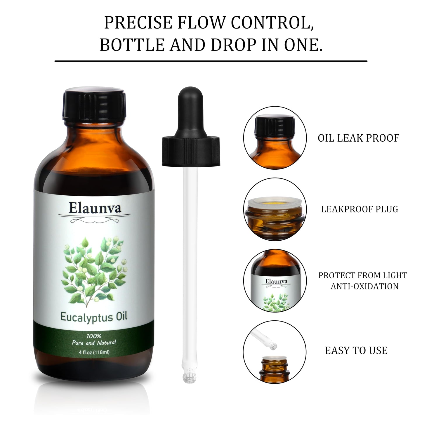 Elaunva Eucalyptus Essential Oil – 4oz (118ml) | 100% Pure & Natural