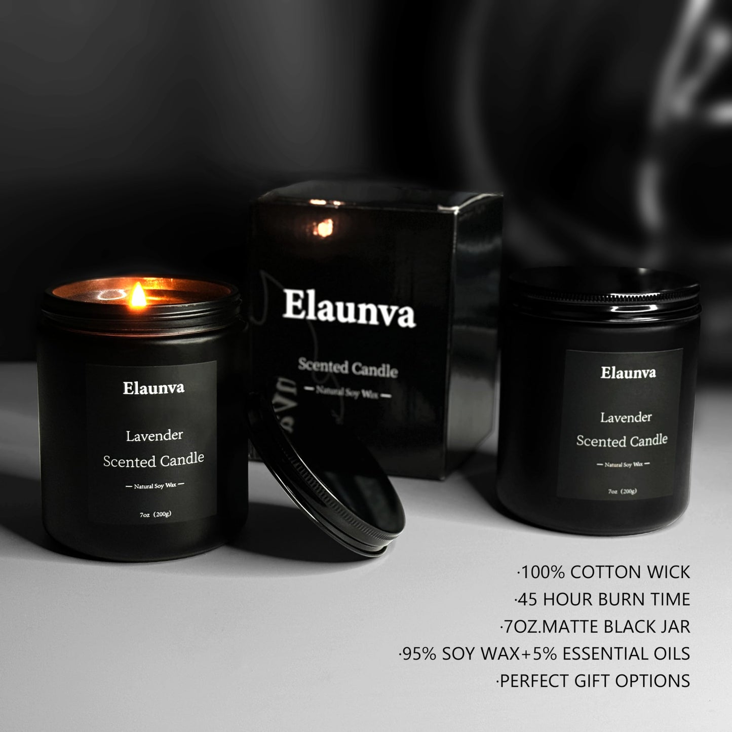Elaunva Lavender Scented Candle - 7oz Soy Wax, Aromatherapy Gift