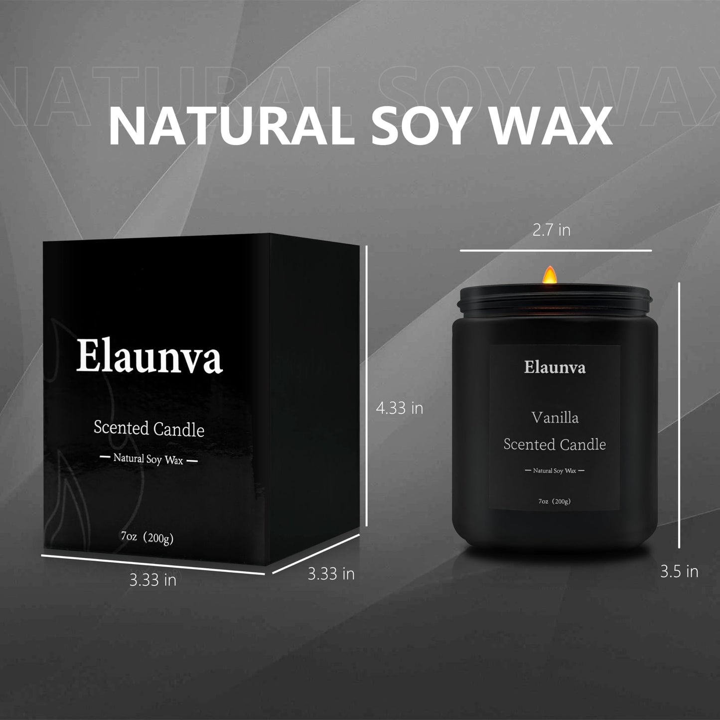 Elaunva Vanilla Scented Candle - 7oz (200g) Natural Soy Wax | Aromatherapy & Home Decor