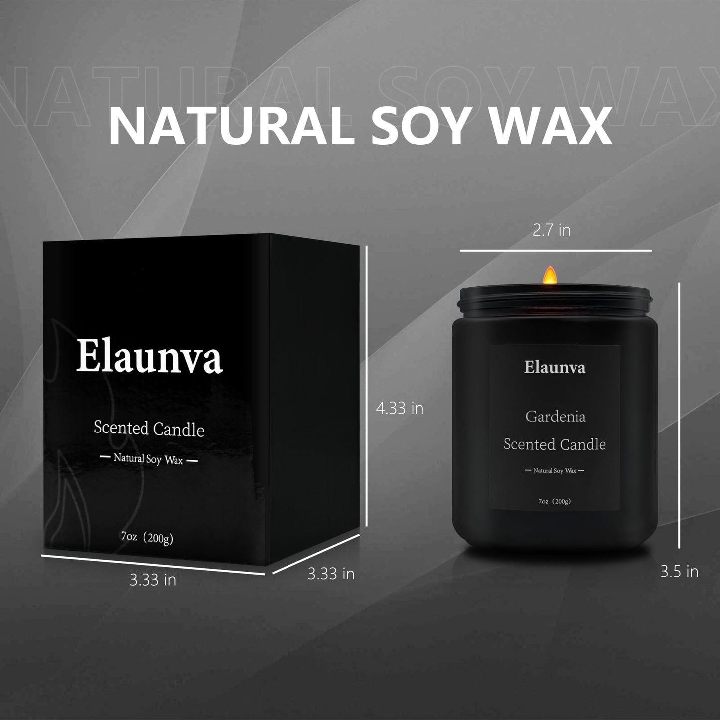 Elaunva Gardenia Scented Candle 7oz – Natural Soy Wax