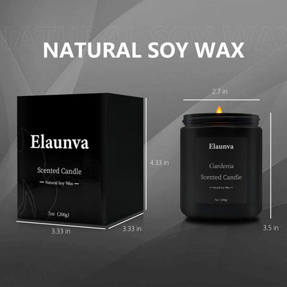 Elaunva Gardenia Scented Candle 7oz – Natural Soy Wax
