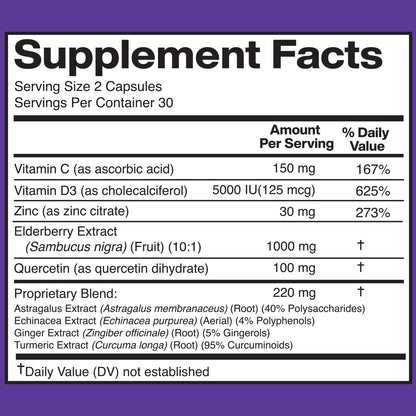 American Standard 8-in-1 Elderberry Supplement – 60 Capsules, 30 Servings