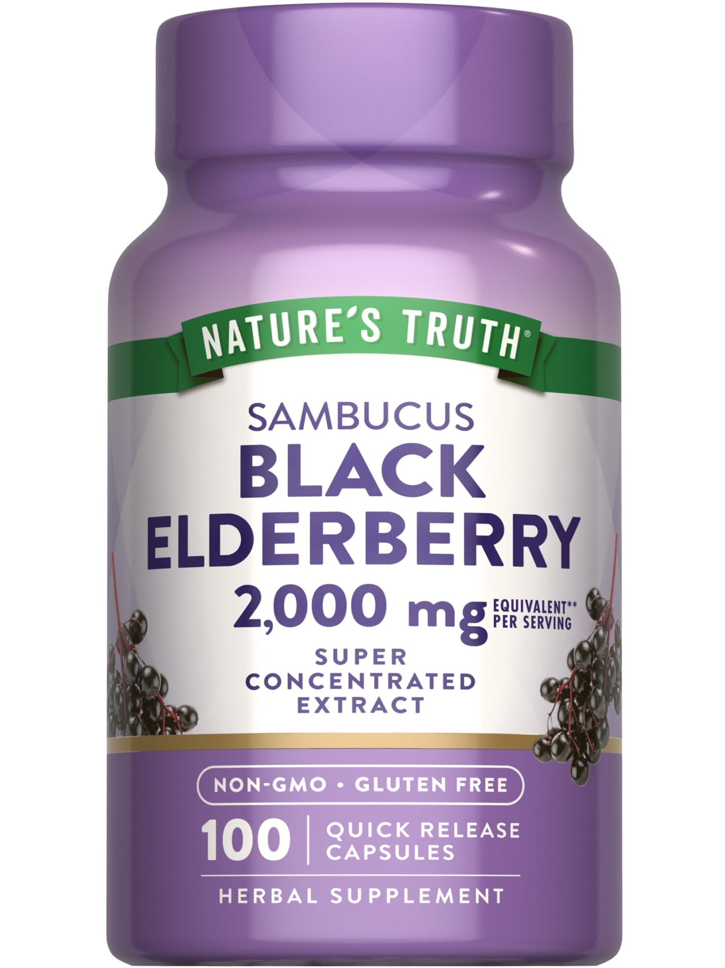 Nature's Truth Black Elderberry Capsules – 100 Count | Non-GMO & Gluten Free