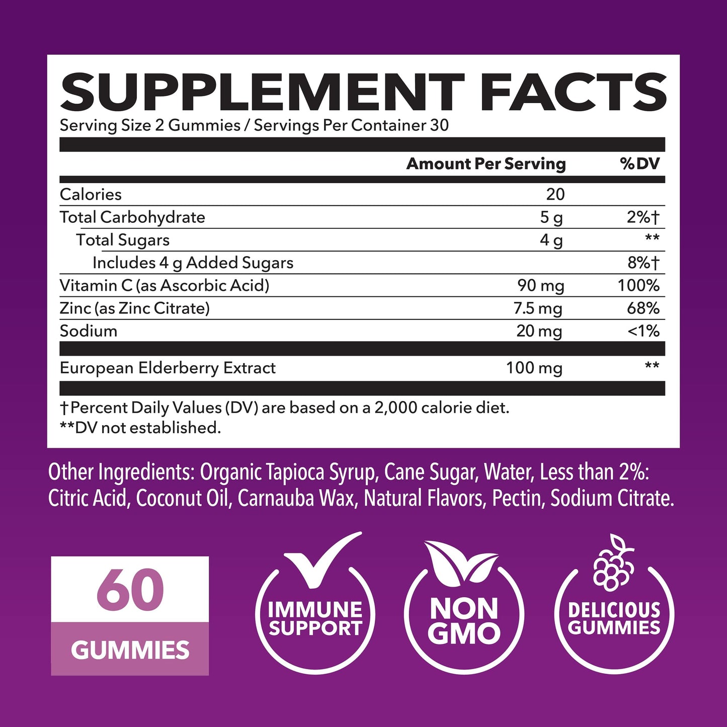 Sambucus Elderberry Gummies – Immune Support with Vitamin C & Zinc