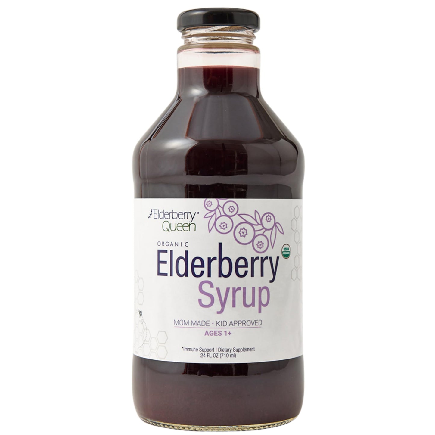 Elderberry Queen Organic Elderberry Syrup 24 Fl Oz – Sambucus Elderberry & Aronia Berry for Kids & Adults