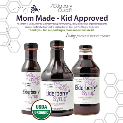 Elderberry Queen Organic Elderberry Syrup 30 Fl Oz – Sambucus & Aronia, USA Made