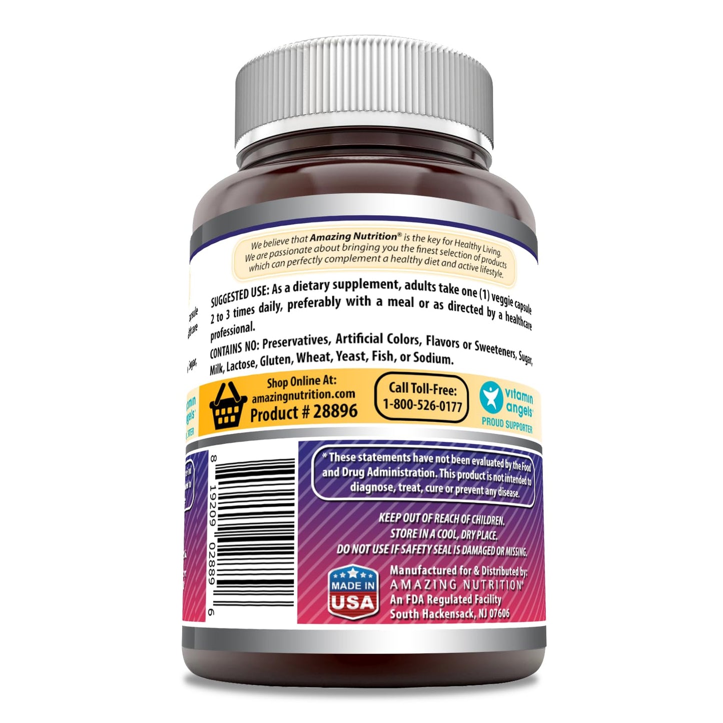 Amazing Formulas Elderberry Supplement – 500 mg, 10:1 Concentrate, 120 Veggie Capsules