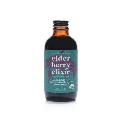 Fields Without Fences Elderberry Elixir – Immune Support for Adults & Kids | Organic, Farm-Fresh Elderberry Syrup | Made in the USA (4 oz)
