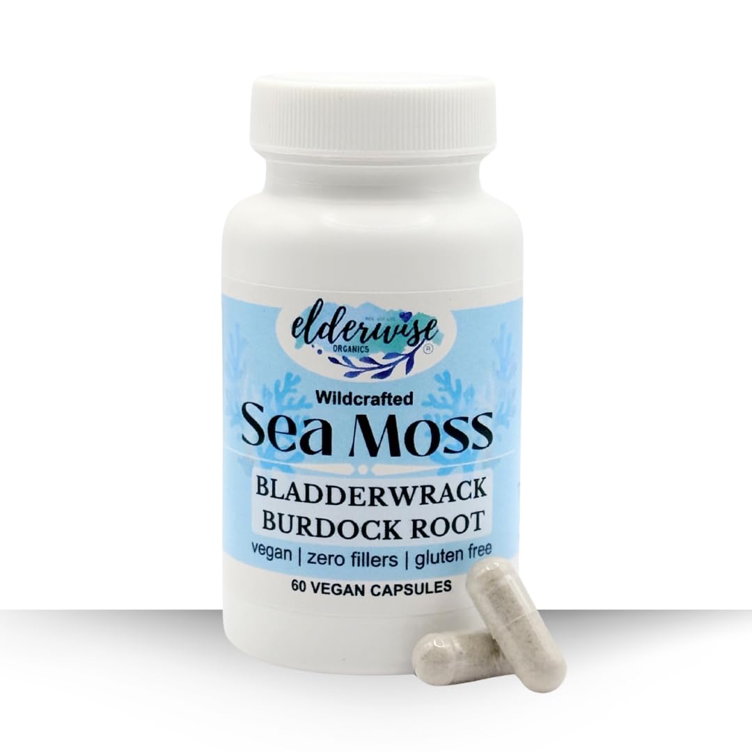 Elderwise Sea Moss Capsules 1400 mg - Burdockroot & Bladderwrack (Pack of 2)