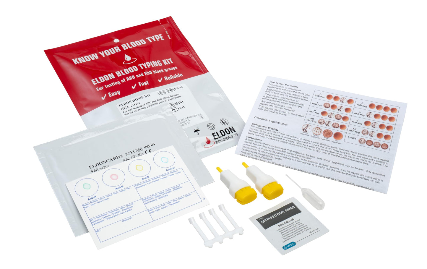 Eldoncard Inc Blood Type Test Kit – A, B, AB, O & RH- at Home