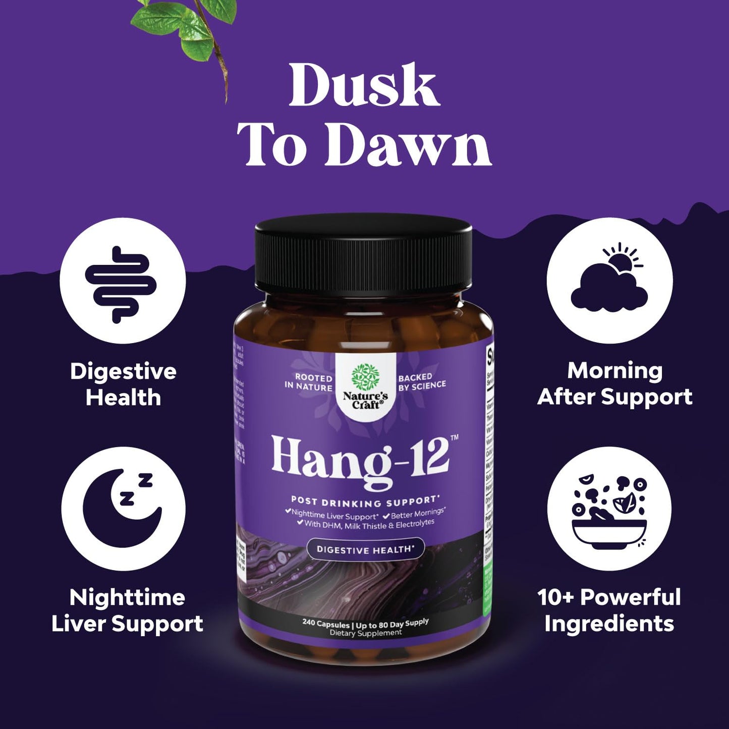 Natures Craft Nighttime Liver Detox & Hydration Pills – DHM + Milk Thistle (240 Capsules)