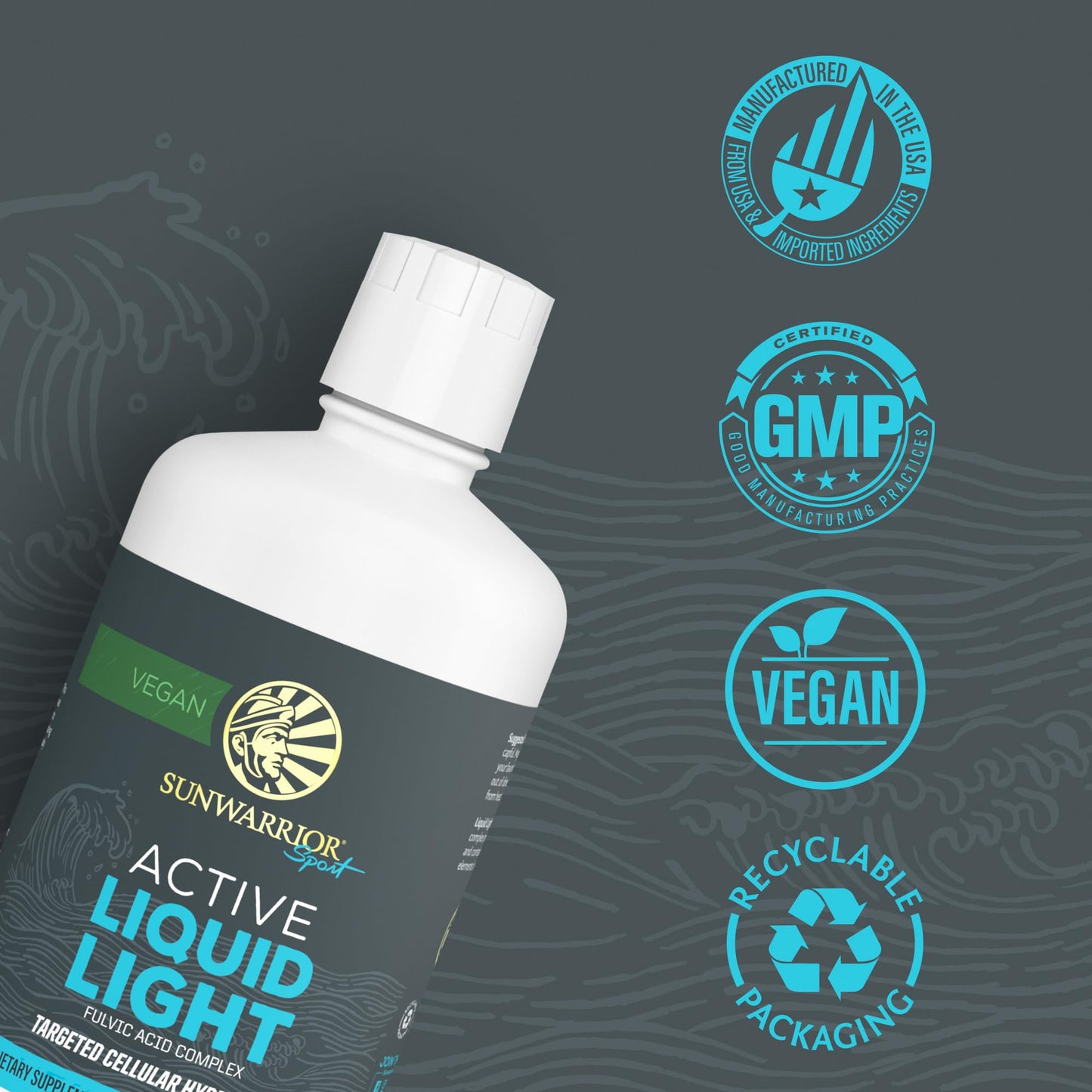 Sunwarrior Fulvic Acid Drops – Organic Liquid Mineral Water with Trace Minerals, 32 oz | Plant-Based
