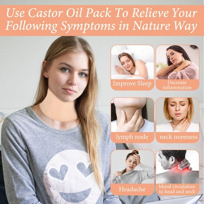 ElevateTech Castor Oil Neck Pack for Thyroid – 3 Pcs Reusable Organic Neck Wrap